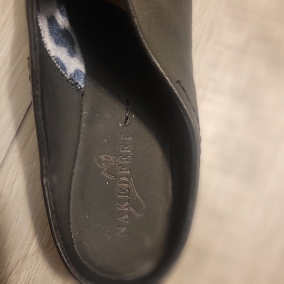 Womens Naked Feet Black Leather Slip-On Fondo Mule. Size 7 - Picture 2 of 7